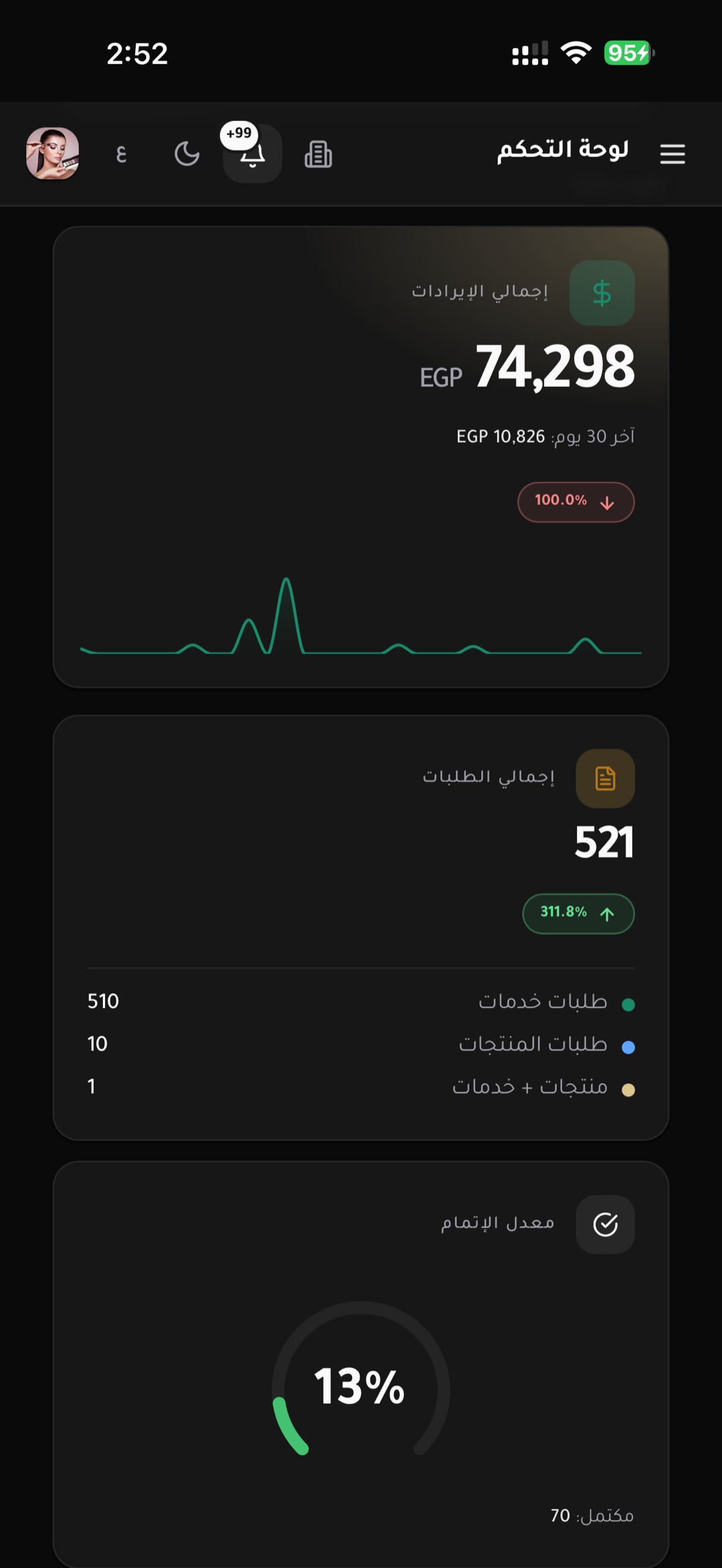 Salon owner app on mobile